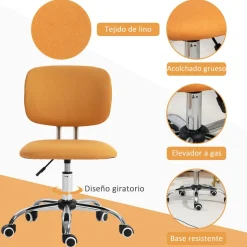 Silla de escritorio Sunny Vinsetto giratoria altura regulable naranja 80-90x48x53 cm