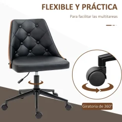 Silla de escritorio Tulipán Vinsetto basculante altura regulable negro/marrón 77-87x53x62 cm