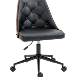 Silla de escritorio Tulipán Vinsetto basculante altura regulable negro/marrón 77-87x53x62 cm
