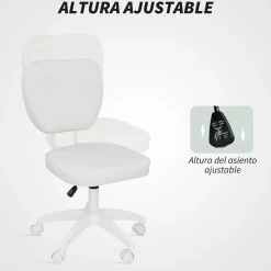 Silla de escritorio Valentín altura regulable blanco 82-92x46x59 cm