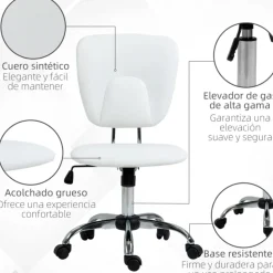 Silla de escritorio Vinsetto altura ajustable basculante con ruedas 87,5/96,5x50x54 cm