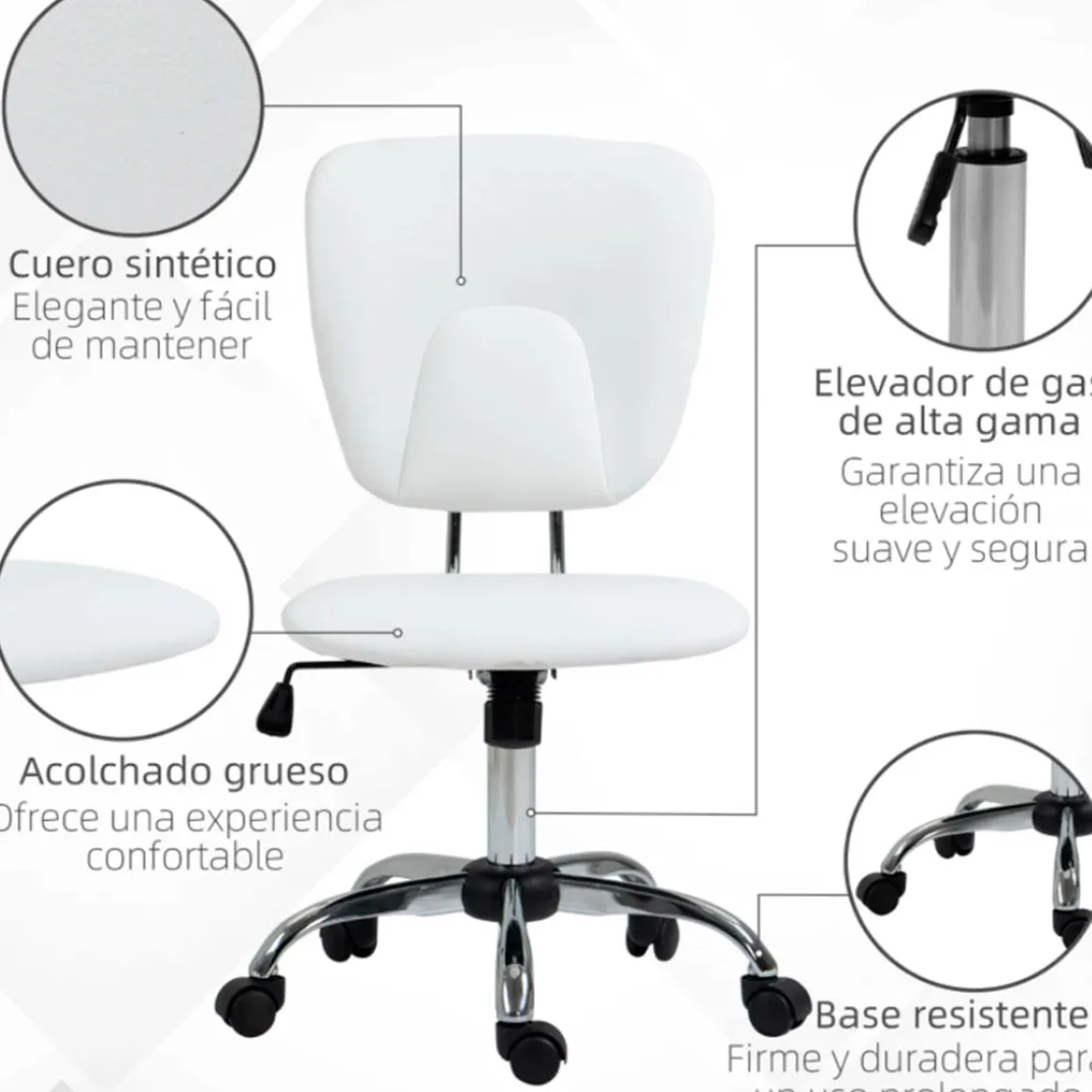 Silla de escritorio Vinsetto altura ajustable basculante con ruedas 87,5/96,5x50x54 cm