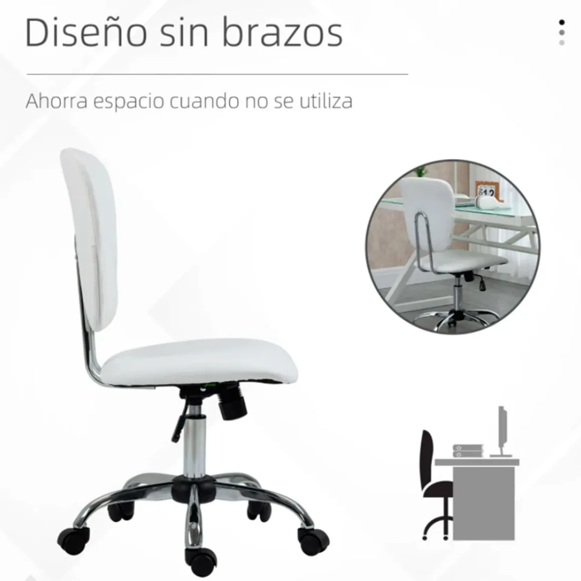 Silla de escritorio Vinsetto altura ajustable basculante con ruedas 87,5/96,5x50x54 cm