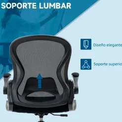 Silla de escritorio Vinsetto giratoria con soporte lumbar + reposapiés + reposabrazos negro 102-122x59x65 cm