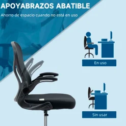 Silla de escritorio Vinsetto giratoria con soporte lumbar + reposapiés + reposabrazos negro 102-122x59x65 cm
