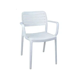 Silla de exterior Calpe blanco/natural 80,5x53,5x41 cm