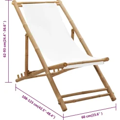 Silla de exterior Panda ajustable en 4 posiciones natural/blanco 62-93x60x108-123 cm