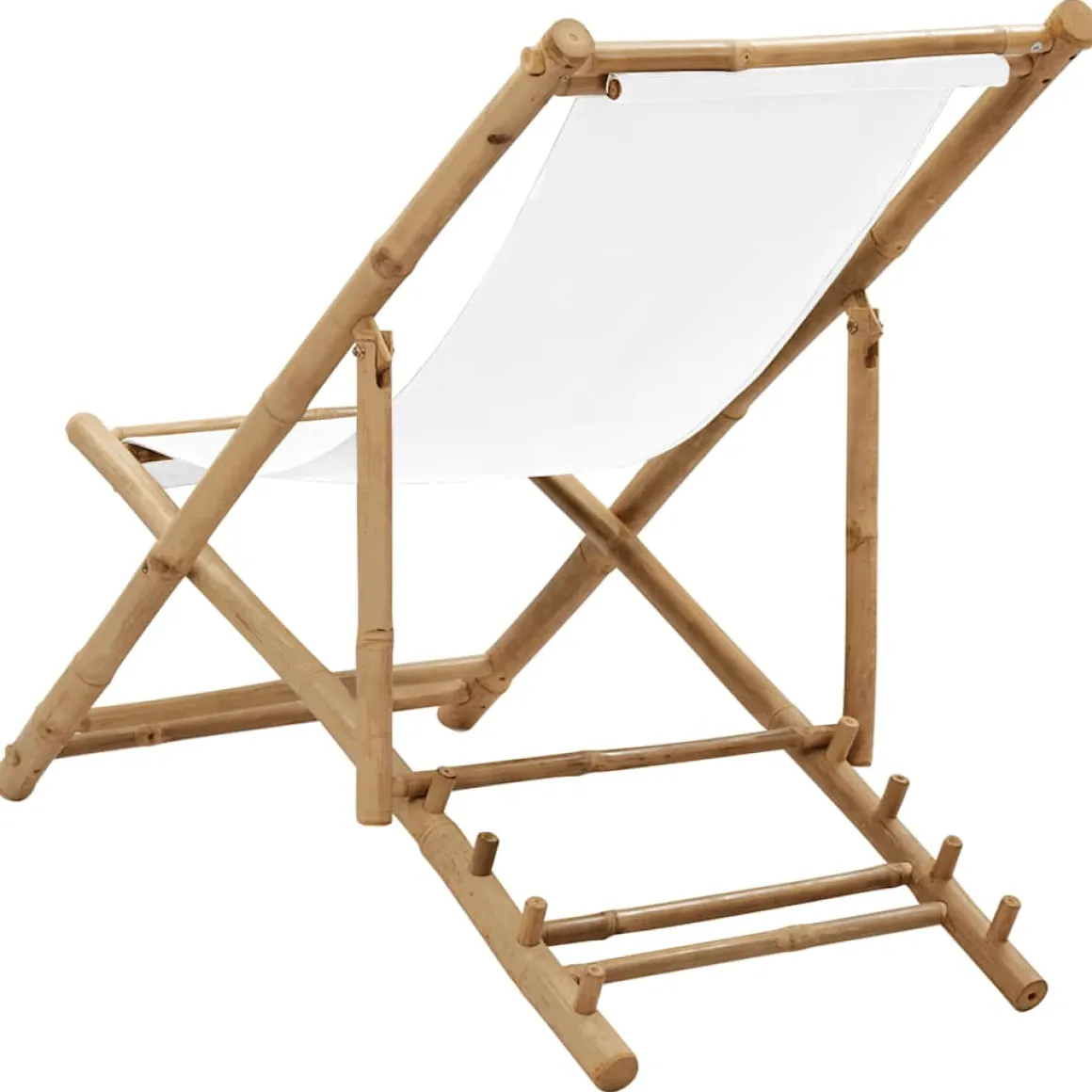 Silla de exterior Panda ajustable en 4 posiciones natural/blanco 62-93x60x108-123 cm