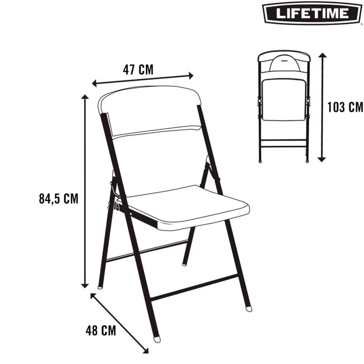Silla de jardín Lifetime plegable blanco 84,5x47x48 cm