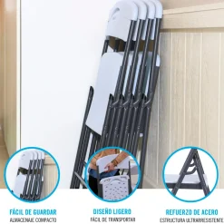 Silla de jardín Lifetime plegable blanco 84,5x47x48 cm
