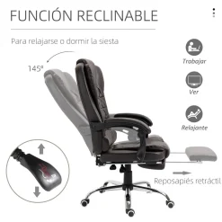 Silla de oficina Adar Homcom con reposapiés reclinable marrón oscuro 109-117x64,5x69 cm