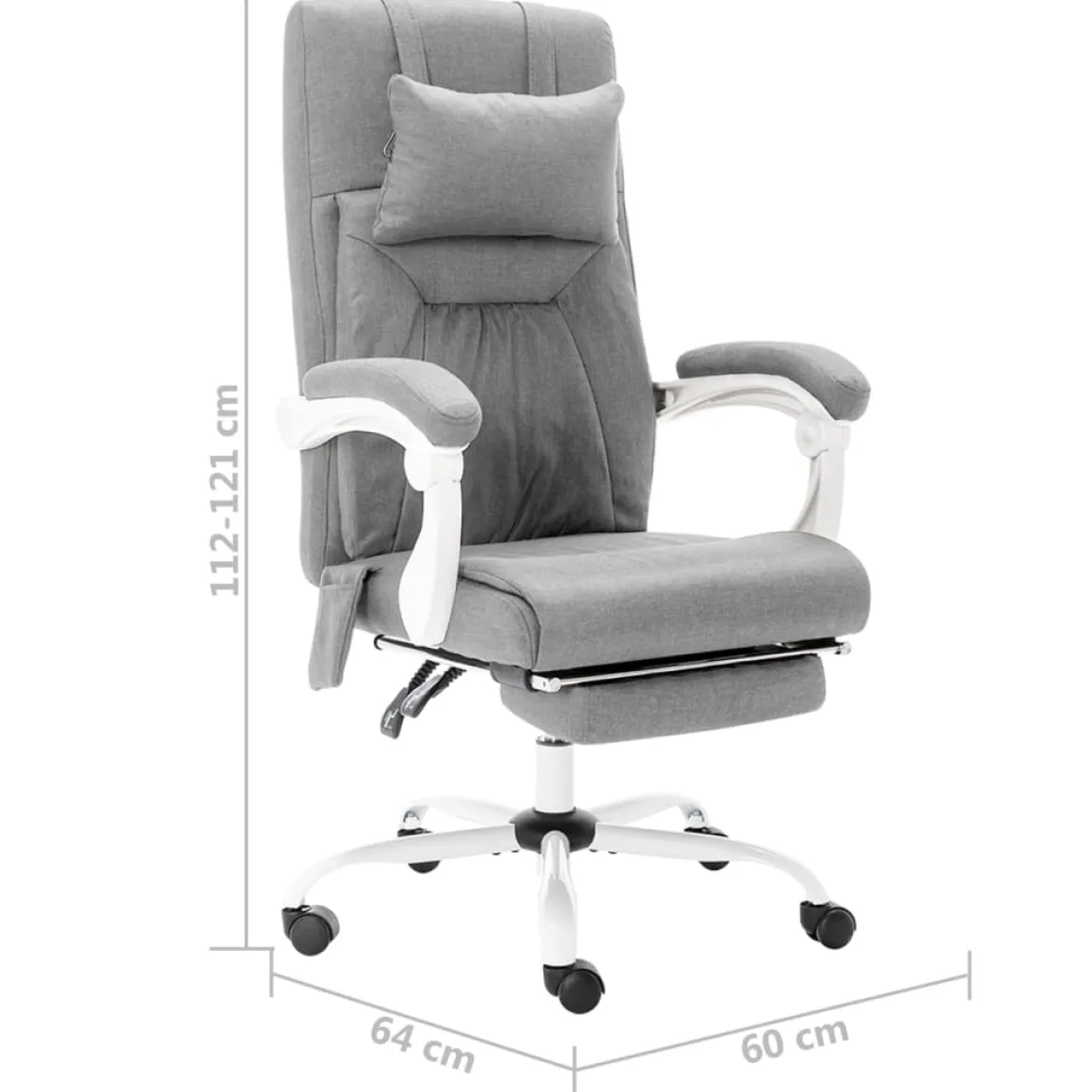 Silla de oficina Ahissa función masaje reclinable gris 112-121x60x64 cm