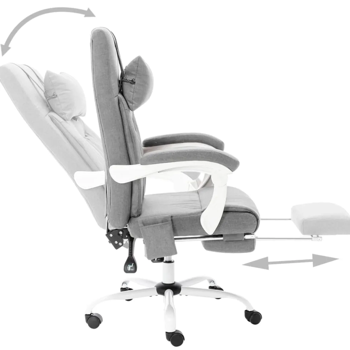 Silla de oficina Ahissa función masaje reclinable gris 112-121x60x64 cm
