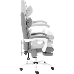 Silla de oficina Ahissa función masaje reclinable gris 112-121x60x64 cm