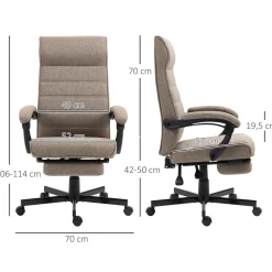 Silla de oficina Albahaca Vinsetto reclinable altura ajustable + reposapiés marrón 106-114x67x68 cm