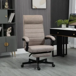 Silla de oficina Albahaca Vinsetto reclinable altura ajustable + reposapiés marrón 106-114x67x68 cm