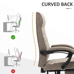 Silla de oficina Albahaca Vinsetto reclinable altura ajustable + reposapiés marrón 106-114x67x68 cm