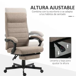 Silla de oficina Albahaca Vinsetto reclinable altura ajustable + reposapiés marrón 106-114x67x68 cm