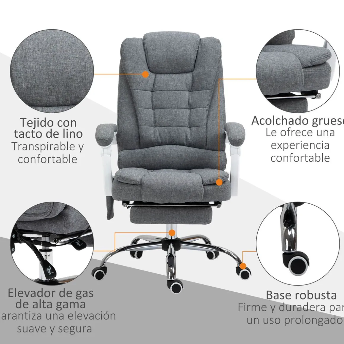 Silla de oficina Altea Vinsetto reclinable + altura regulable con 6 puntos de masaje 113-121x68,5x68,5 cm