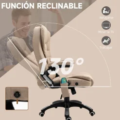 Silla de oficina Arthur Vinsetto altura regulable y función masaje beige 107-116x67x74 cm