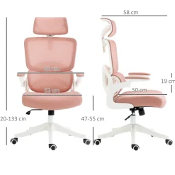 Silla de oficina Asby Vinsetto reposacabezas rosa 120-133x62x58 cm