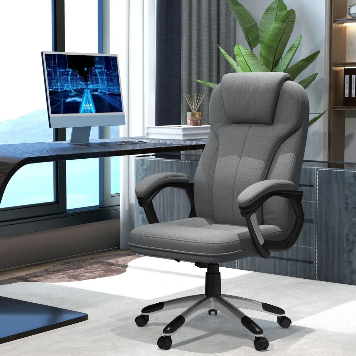 Silla de oficina Azal Vinsetto altura ajustable basculante gris 110-120x66x75 cm