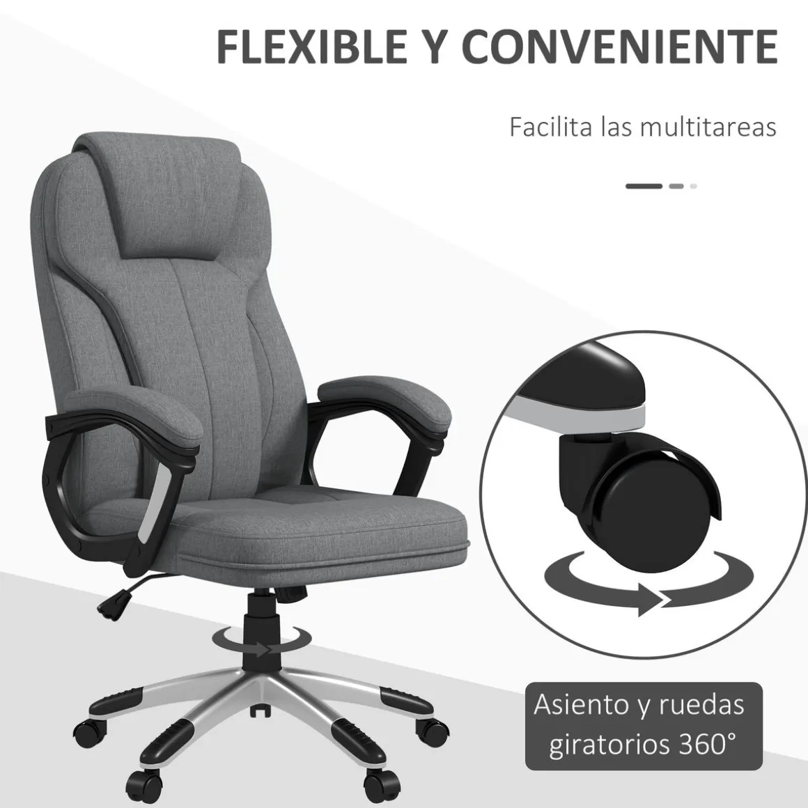 Silla de oficina Azal Vinsetto altura ajustable basculante gris 110-120x66x75 cm