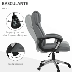Silla de oficina Azal Vinsetto altura ajustable basculante gris 110-120x66x75 cm