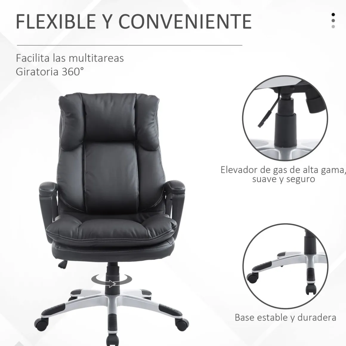 Silla de oficina Beheel Homcom altura ajustable negro 110-120,5x66x71 cm