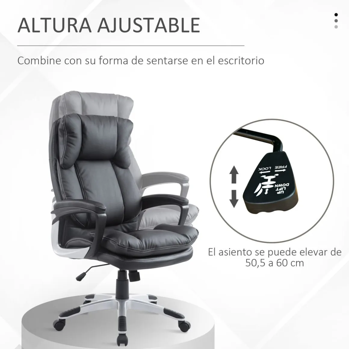 Silla de oficina Beheel Homcom altura ajustable negro 110-120,5x66x71 cm