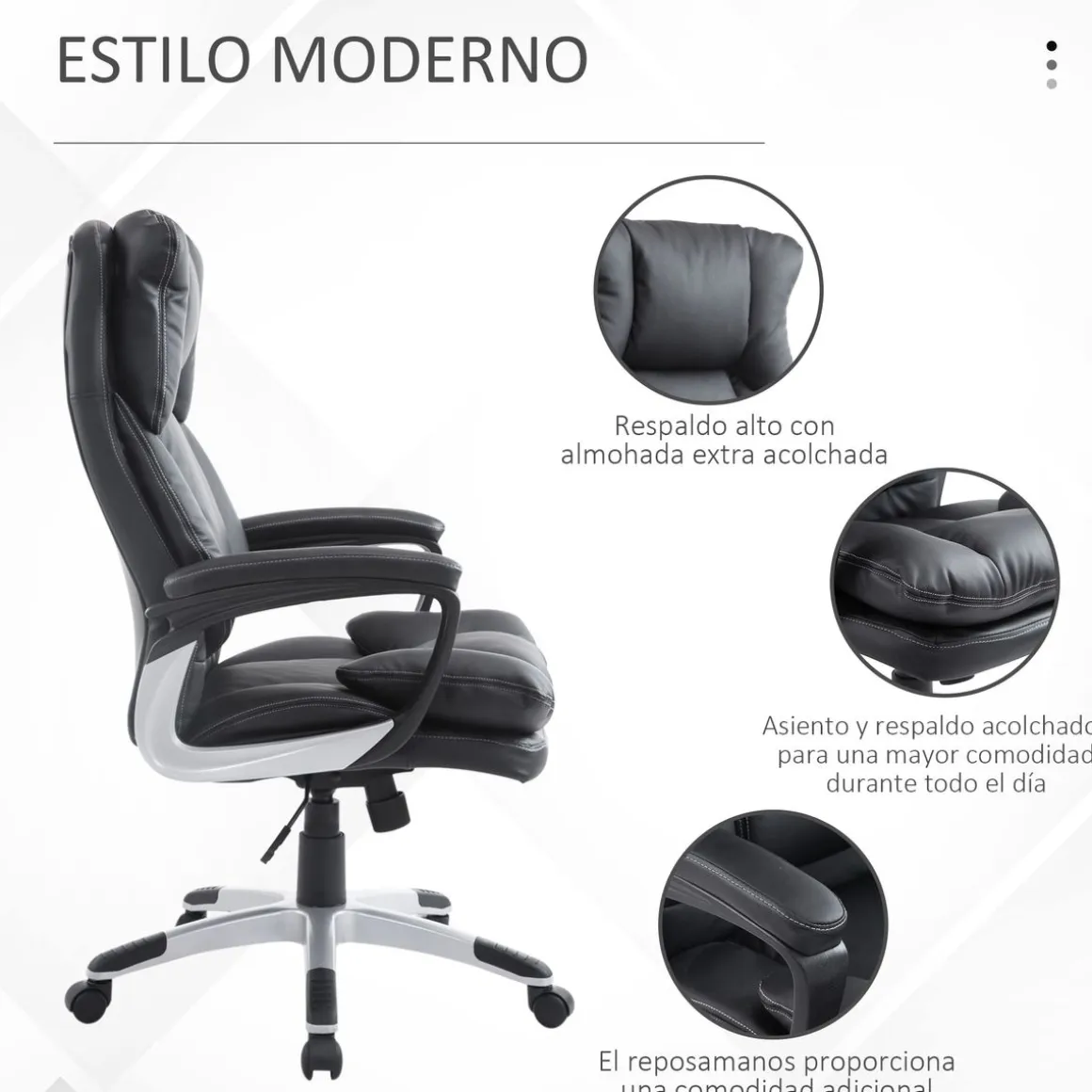 Silla de oficina Beheel Homcom altura ajustable negro 110-120,5x66x71 cm