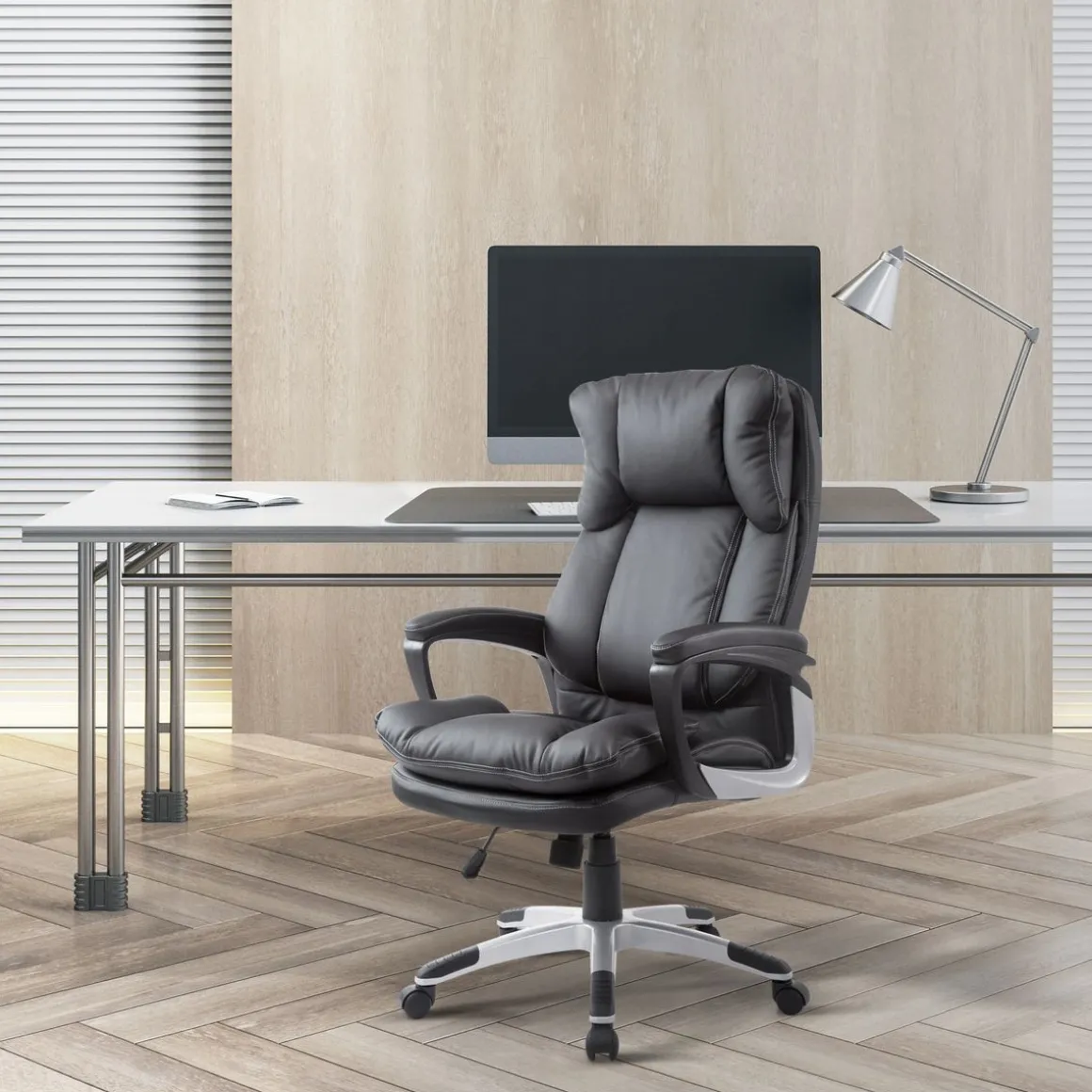 Silla de oficina Beheel Homcom altura ajustable negro 110-120,5x66x71 cm