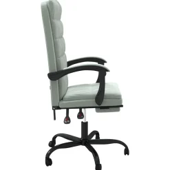 Silla de oficina Beler reclinable acolchado gris claro 112,5-122x63x56 cm