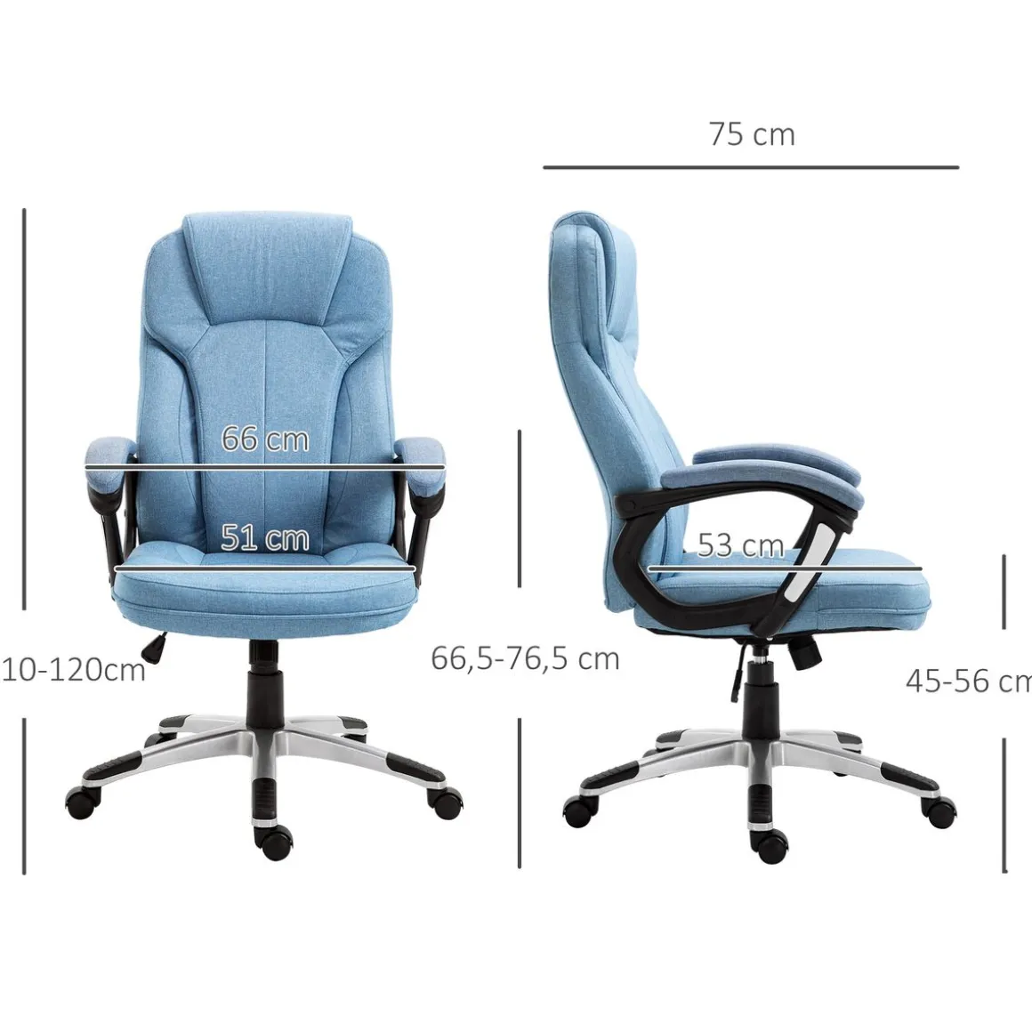 Silla de oficina Benedith Vinsetto respaldo alto con reposabrazos azul 110-120x66x66 cm