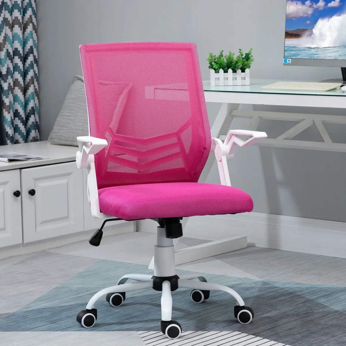 Silla de oficina Broome Vinsetto altura ajustable + reposabrazos abatible 94-104x62,5x55 cm
