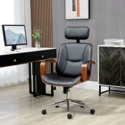Silla de oficina Cactus Vinsetto basculante + reposacabezas extraíble negro 110-120x62x63 cm
