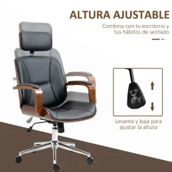 Silla de oficina Cactus Vinsetto basculante + reposacabezas extraíble negro 110-120x62x63 cm