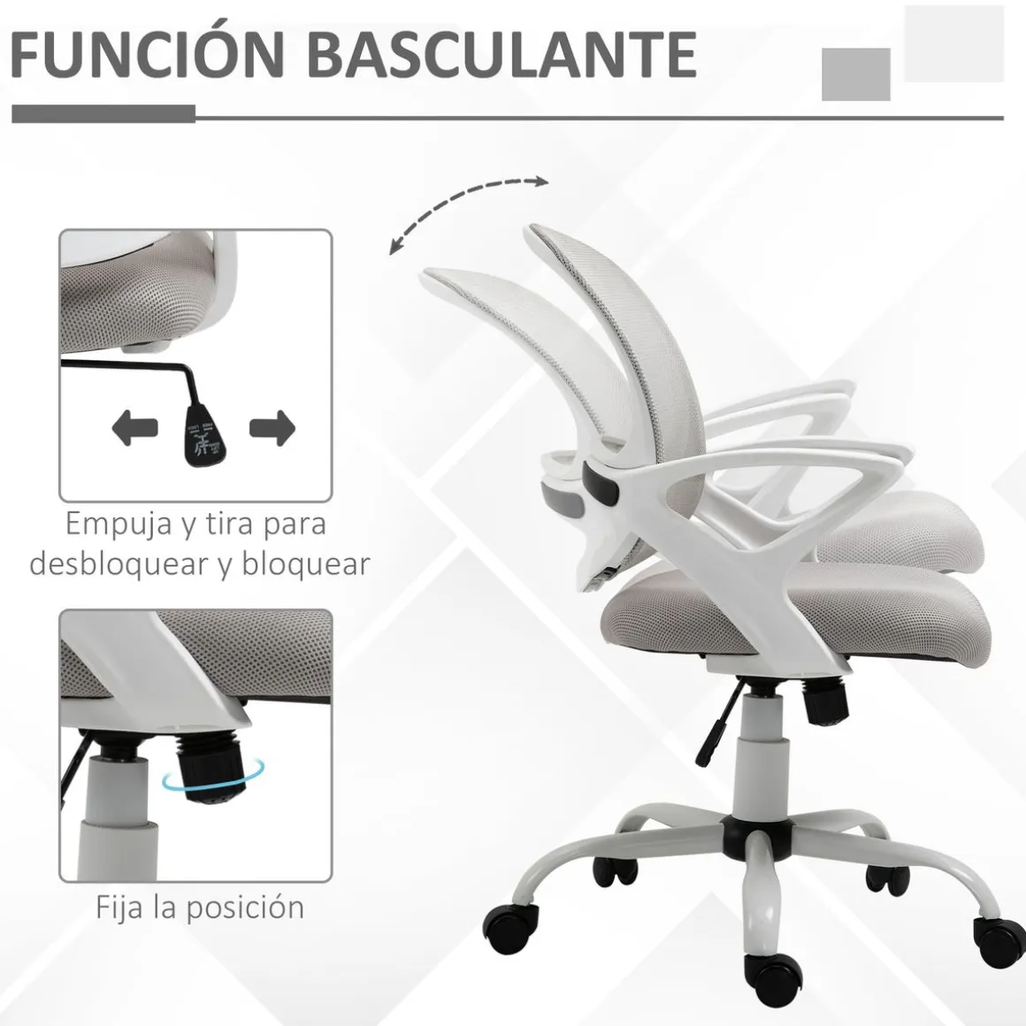 Silla de oficina Carra Vinsetto ergonómica ajustable 89-99x61x61 cm