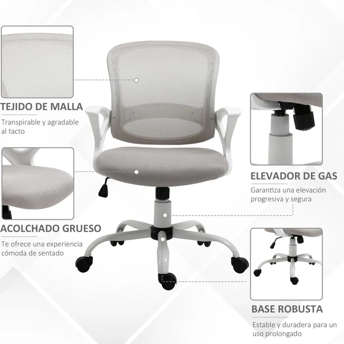 Silla de oficina Carra Vinsetto ergonómica ajustable 89-99x61x61 cm