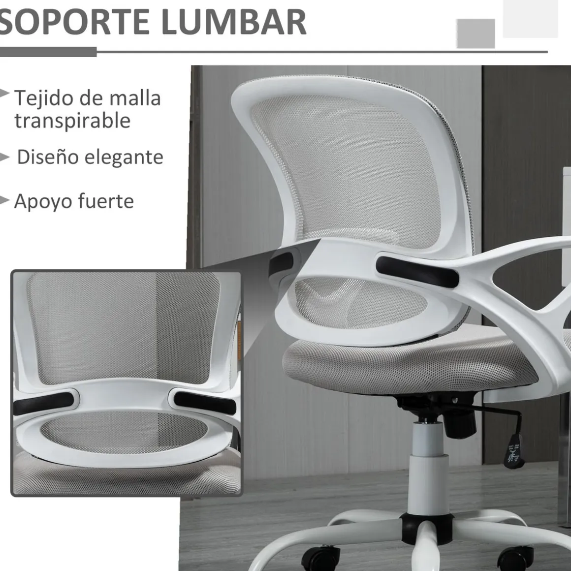 Silla de oficina Carra Vinsetto ergonómica ajustable 89-99x61x61 cm