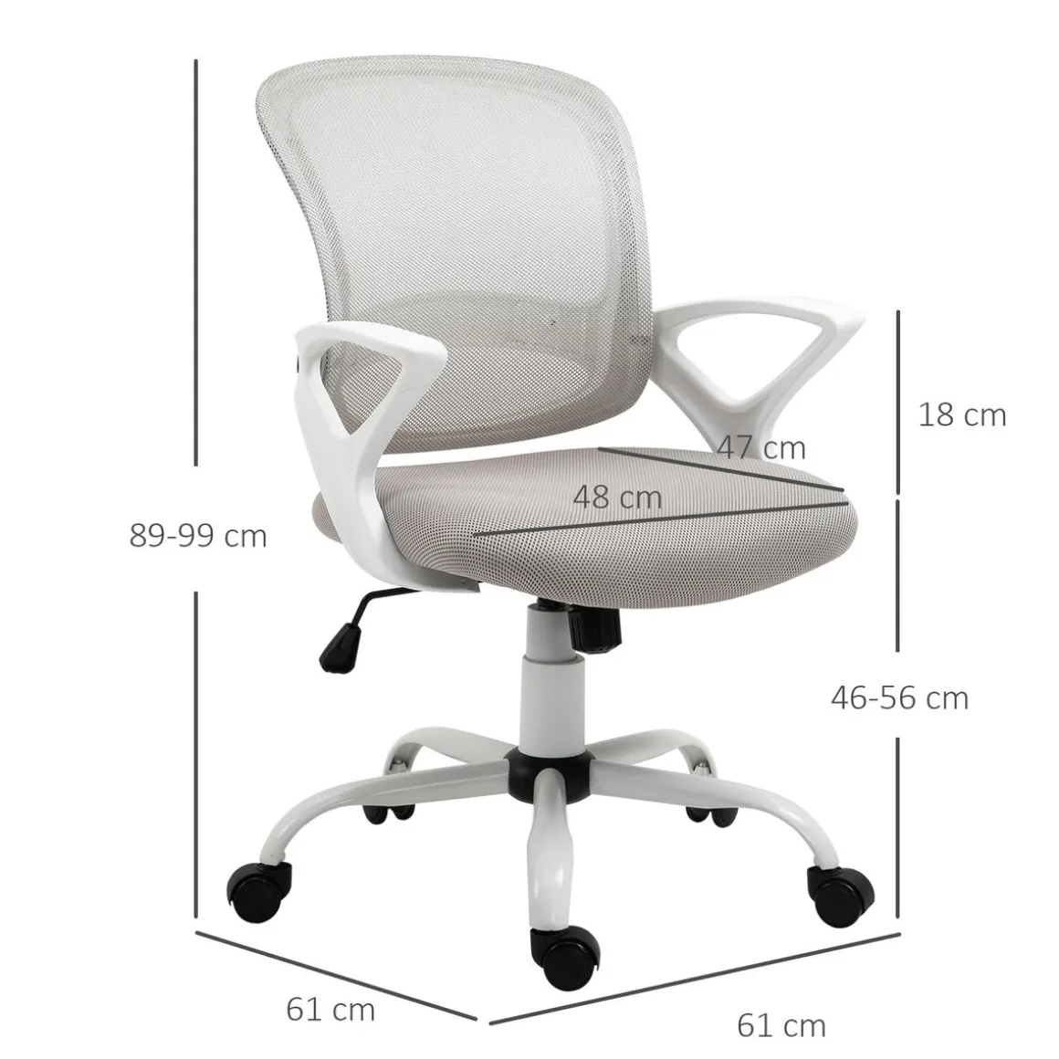 Silla de oficina Carra Vinsetto ergonómica ajustable 89-99x61x61 cm