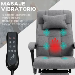 Silla de oficina Comps Vinsetto función masaje 5 modos gris 112-120x66x76 cm