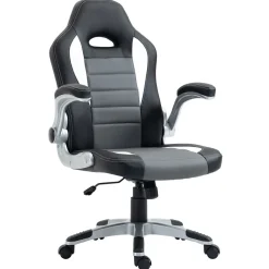 Silla de oficina Cromer Homcom altura regulable con reposabrazos gris 112-122x65x69 cm