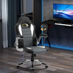 Silla de oficina Cromer Homcom altura regulable con reposabrazos gris 112-122x65x69 cm