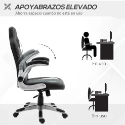 Silla de oficina Cromer Homcom altura regulable con reposabrazos gris 112-122x65x69 cm
