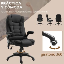 Silla de oficina Cutt Vinsetto función calefacción 6 puntos 110-120x68x72 cm