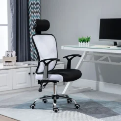 Silla de oficina Farlow Vinsetto altura ajustable + reposacabezas 108-118x62x67 cm
