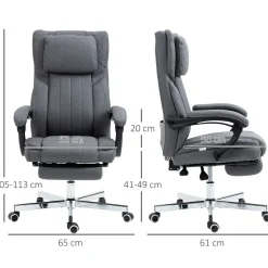 Silla de oficina Ficus Vinsetto 5 modos de masaje 3 áreas reclinable gris 105-113x61x65 cm