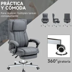 Silla de oficina Ficus Vinsetto 5 modos de masaje 3 áreas reclinable gris 105-113x61x65 cm