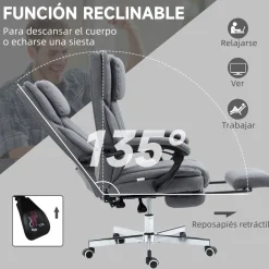 Silla de oficina Ficus Vinsetto 5 modos de masaje 3 áreas reclinable gris 105-113x61x65 cm